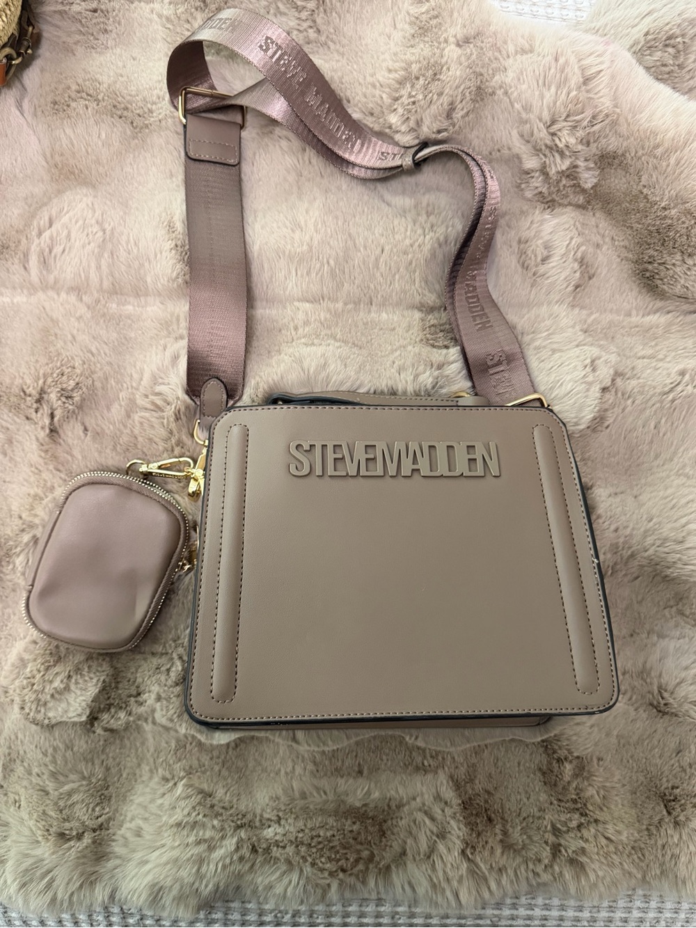 Steve Madden Taupe Crossbody Bag with Detachable Pouch